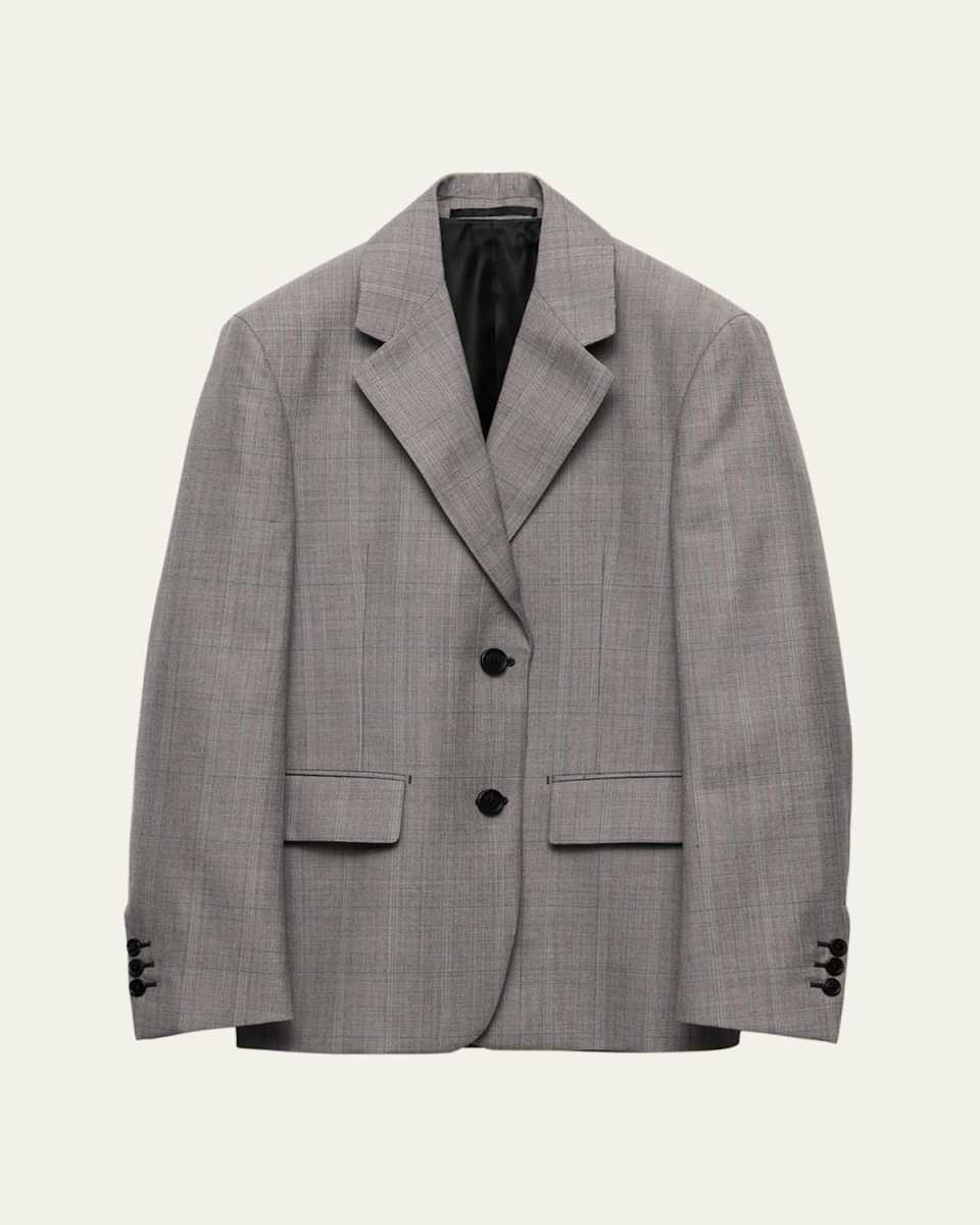 Grisaglia Check Single-Breasted Blazer Jacket